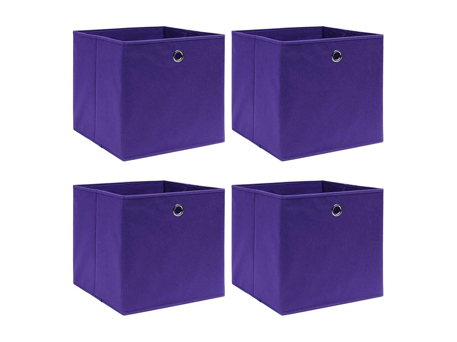 Conjunto de 4 Caixas de Arrumação em Tecido Roxo 32x32x32 cm