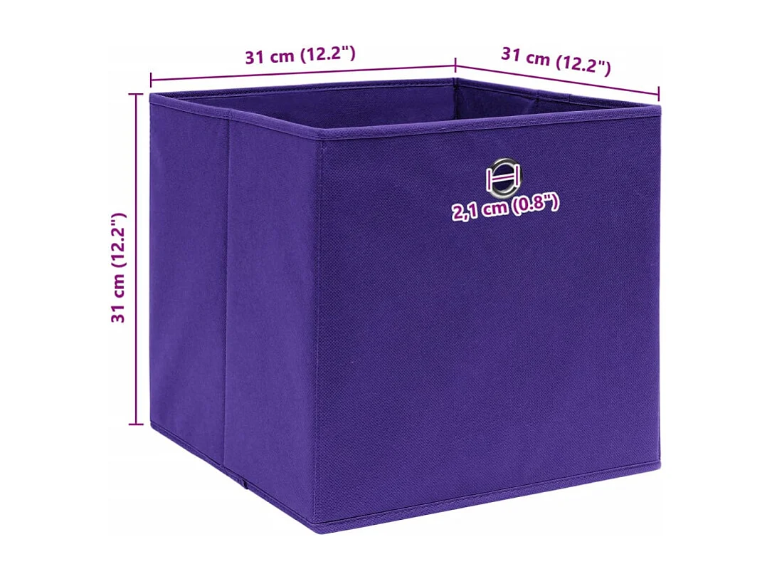 Conjunto de 4 Caixas de Arrumação em Tecido Roxo 32x32x32 cm