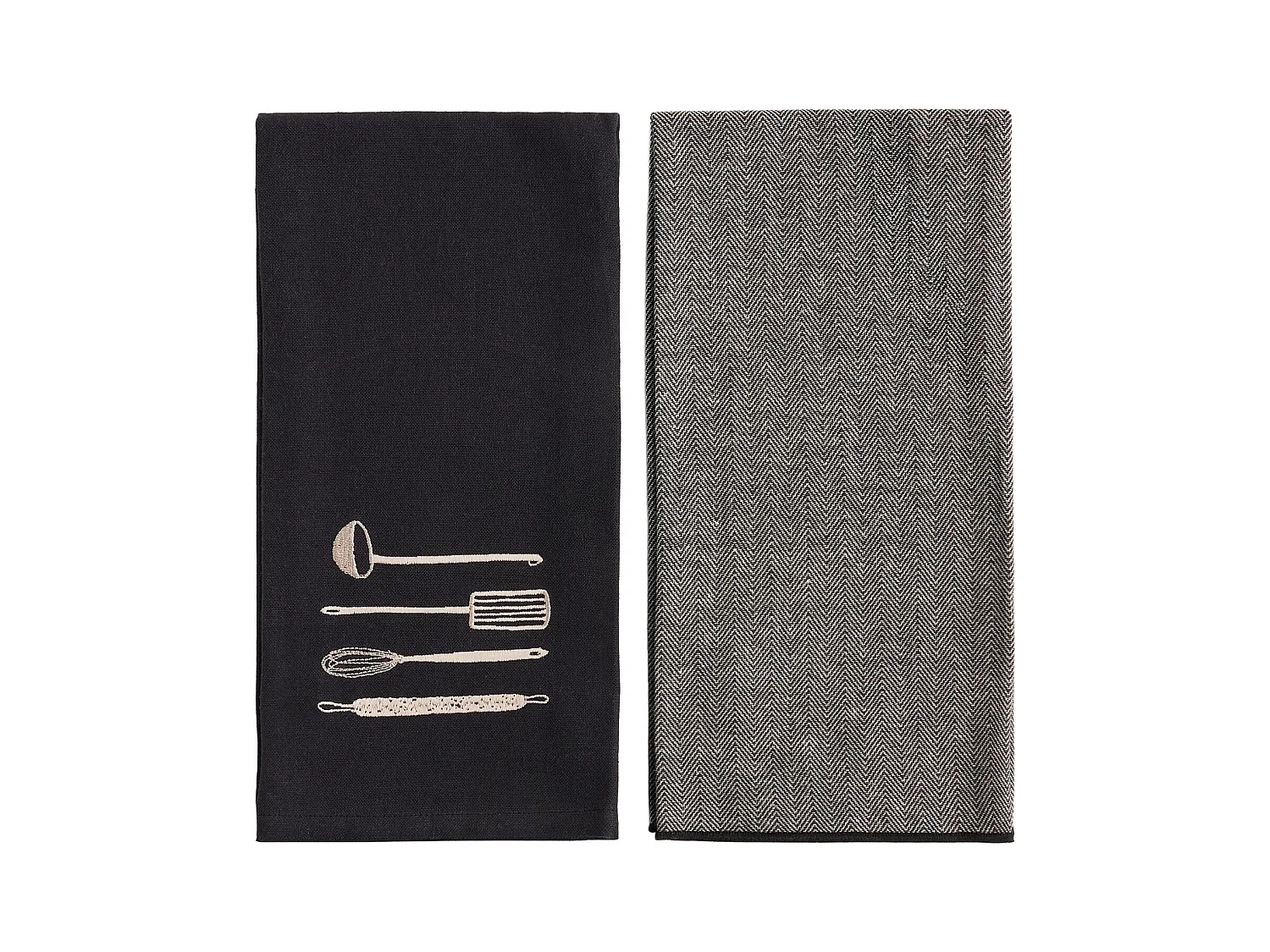 Küchenhandtuch-Set Firos Mittelschwarz 45x65