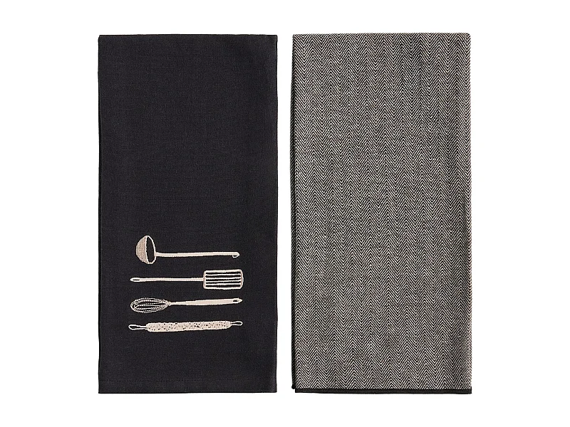 Ensemble De Torchons Firos noir moyen 45 x 65