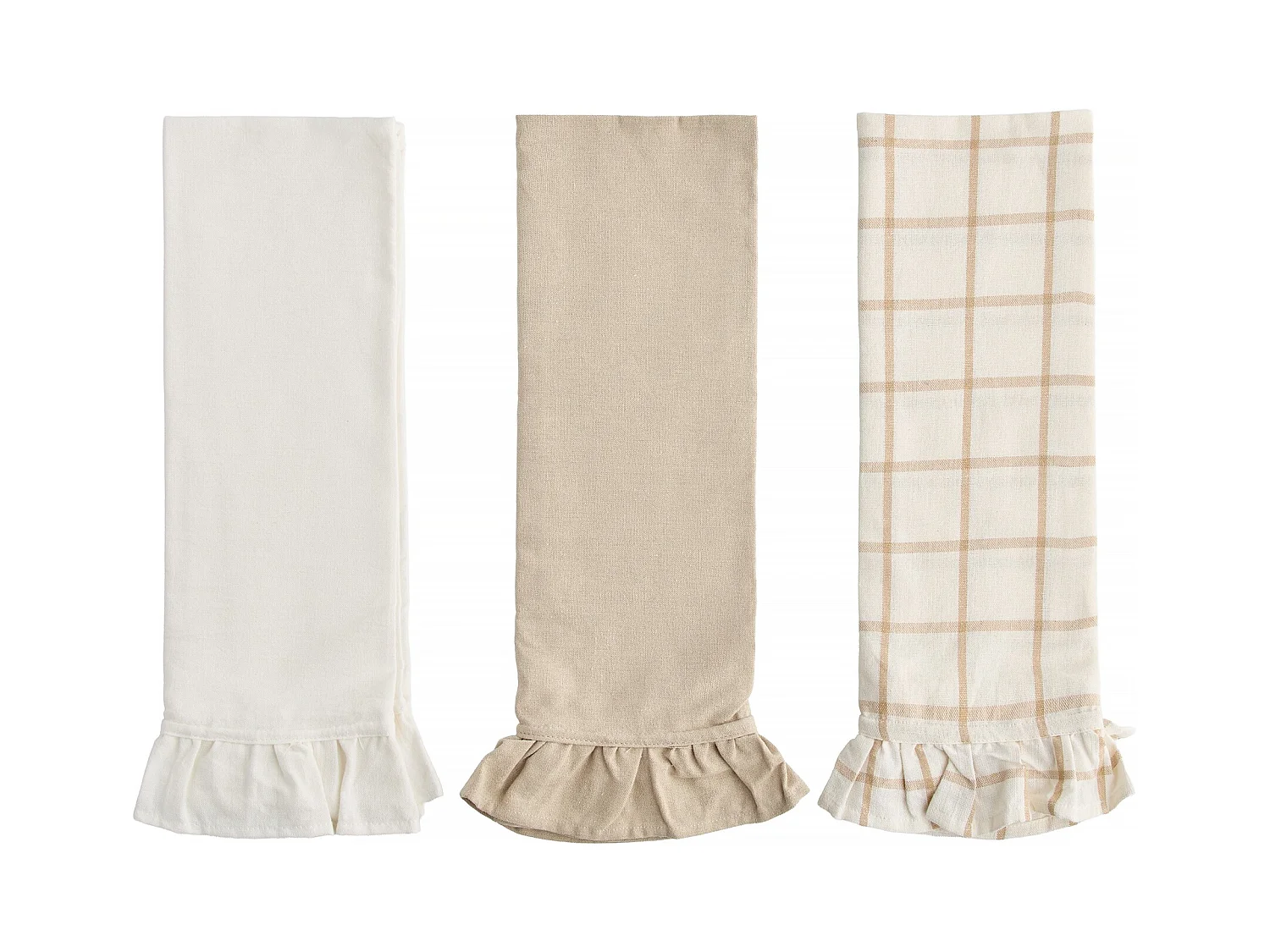 Ensemble De Torchons Falbines Beige Moyen 40x85cm