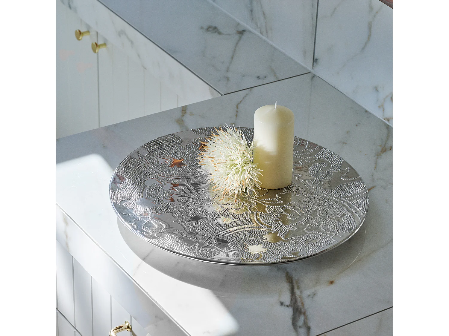 Plateau Décoratif Minella Argent Moyen 37cm