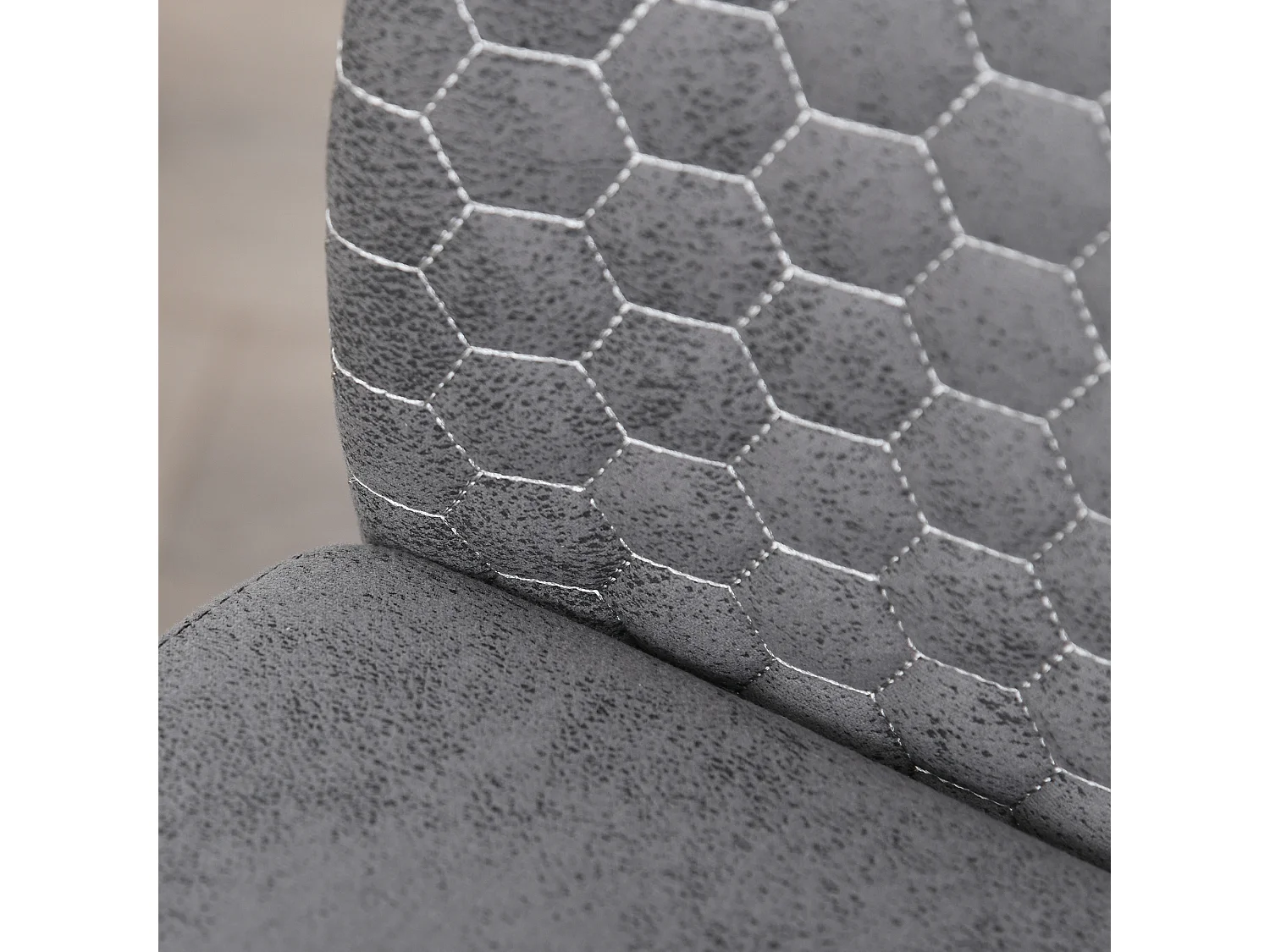 Ensemble de 4 chaises de salle à manger, chaises de cuisine avec dossier, toucher velours, gris, structure en acier