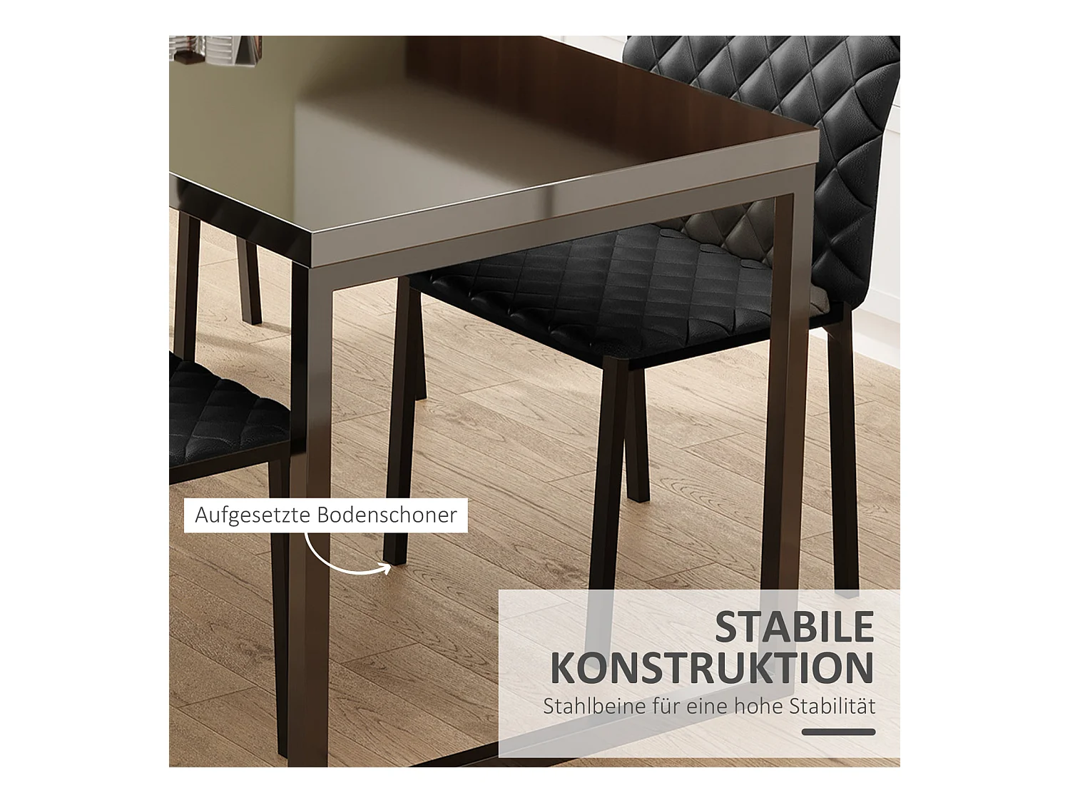 Ensemble de 4 chaises de salle à manger, chaises de cuisine rembourrées avec pieds en acier, noir