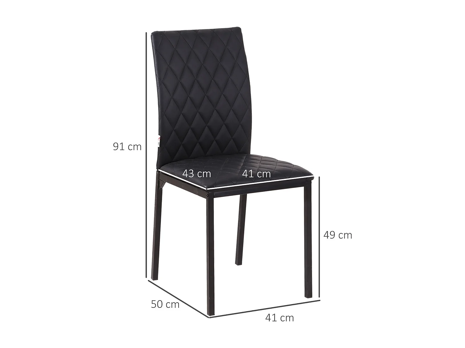 Ensemble de 4 chaises de salle à manger, chaises de cuisine rembourrées avec pieds en acier, noir