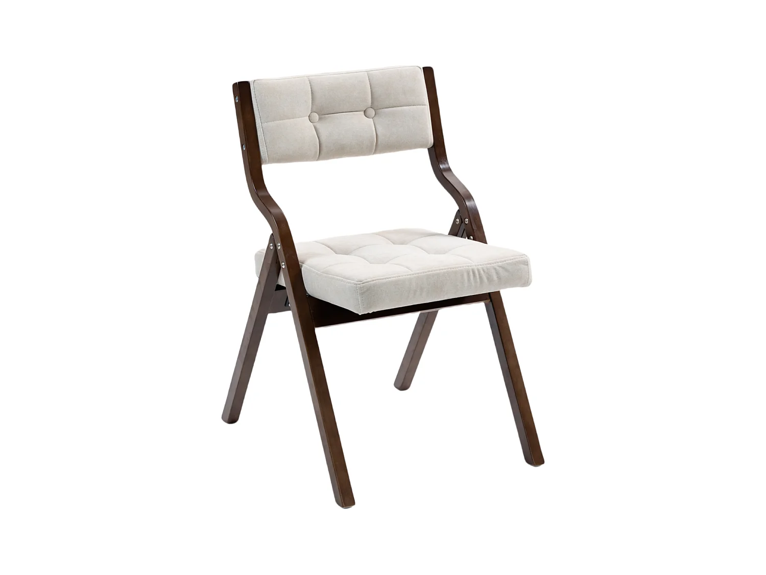 Chaise pliante avec coussin, lot de 2, structure en bois, assemblée, pour cuisine, bureau, invités, crème