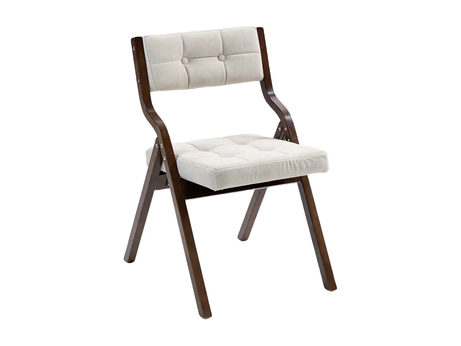 Chaise pliante avec coussin, lot de 2, structure en bois, assemblée, pour cuisine, bureau, invités, crème