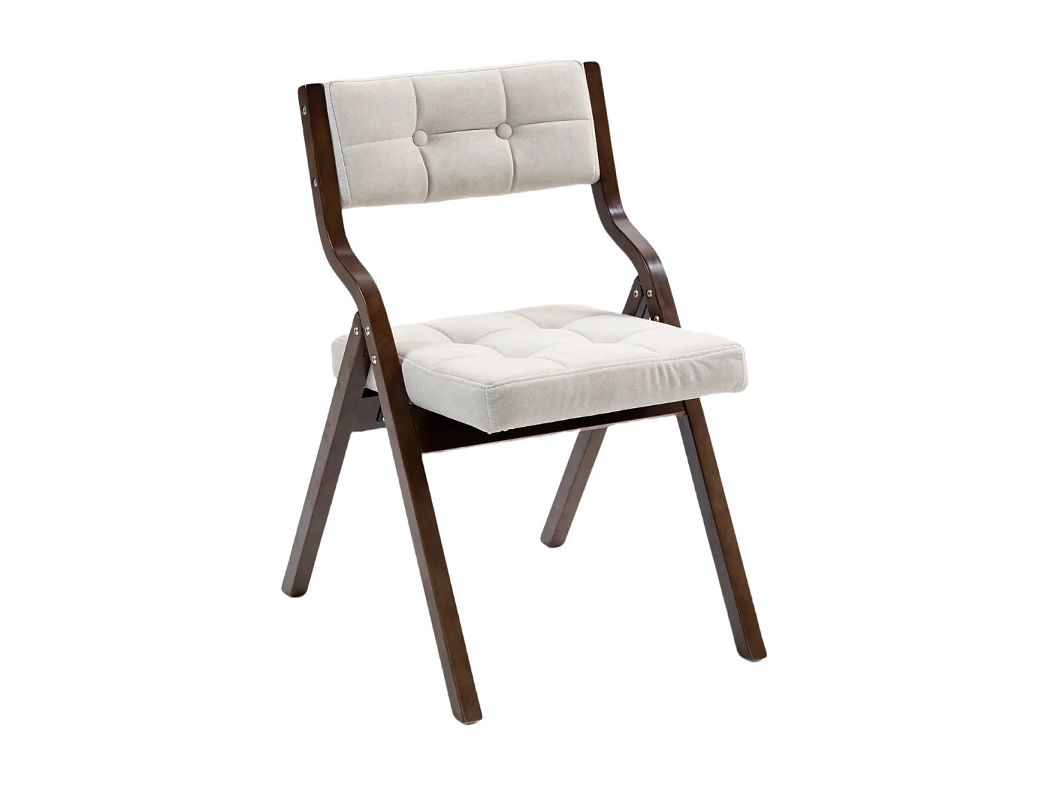 Silla plegable con cojín, juego de 2, estructura de madera, ensamblada, para cocina, oficina, invitados, color crema