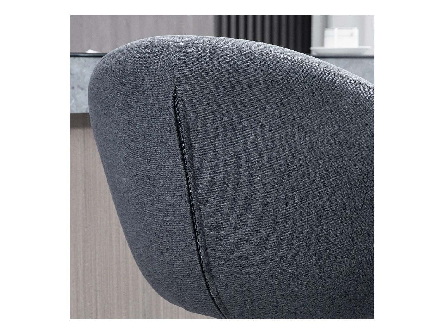 Tabouret de bar, réglable en hauteur, avec dossier et repose-pieds, aspect lin, hauteur 112 cm, gris