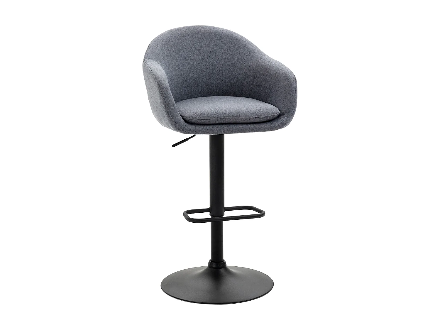 Sgabello da bar, regolabile in altezza, con schienale e poggiapiedi, effetto lino, altezza 112 cm, grigio