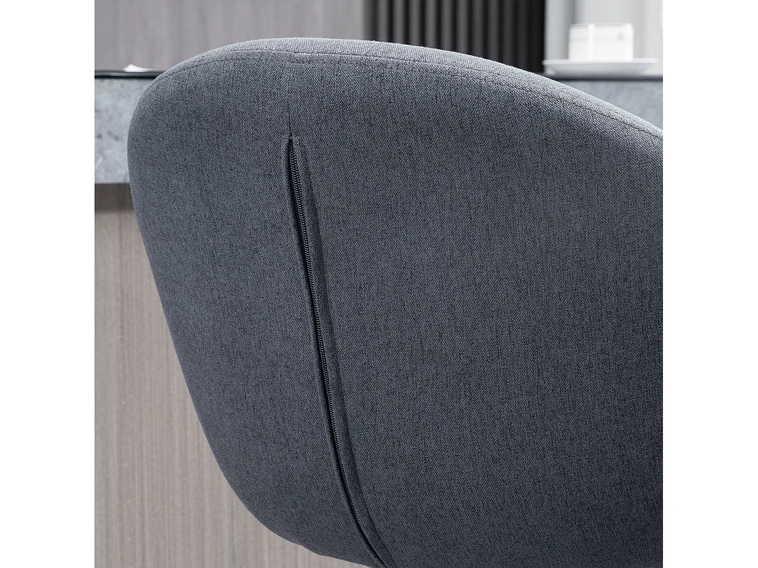 Sgabello da bar, regolabile in altezza, con schienale e poggiapiedi, effetto lino, altezza 112 cm, grigio