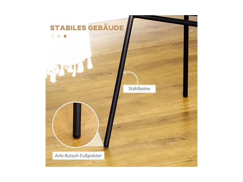 Lot de 2 chaises de salle à manger, chaise de cuisine avec dossier aspect rotin, acier, jaune