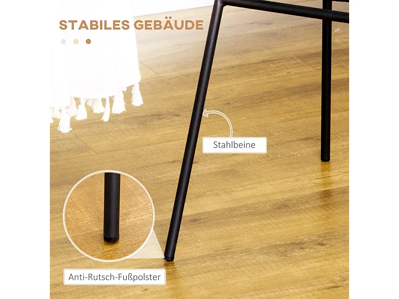 Lot de 2 chaises de salle à manger, chaise de cuisine avec dossier aspect rotin, acier, jaune