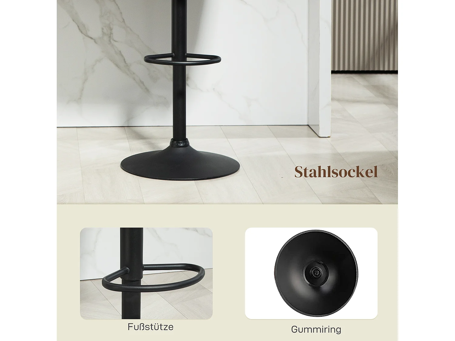 Lot de 2 tabourets de bar, tabouret de bistrot avec repose-pieds, pivotant, réglable en hauteur, revêtement en lin, gris foncé