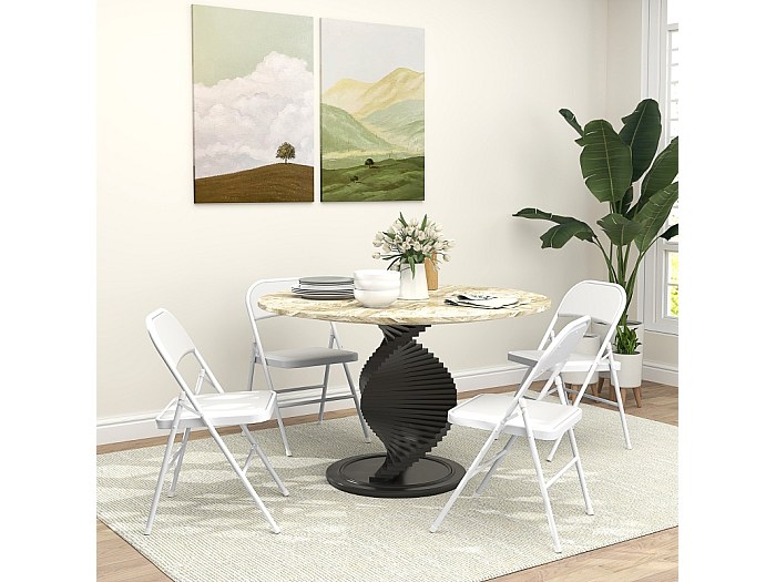 ECD Germany Vouwstoelen Set van 4 Zwart Rotanlook Opvouwbare
