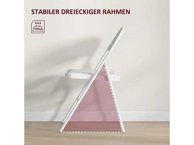 Vouwstoelen set van 4, draagbare bureaustoelen met kunstleren kussens, stalen poten, voor receptie, wachtkamer, wit