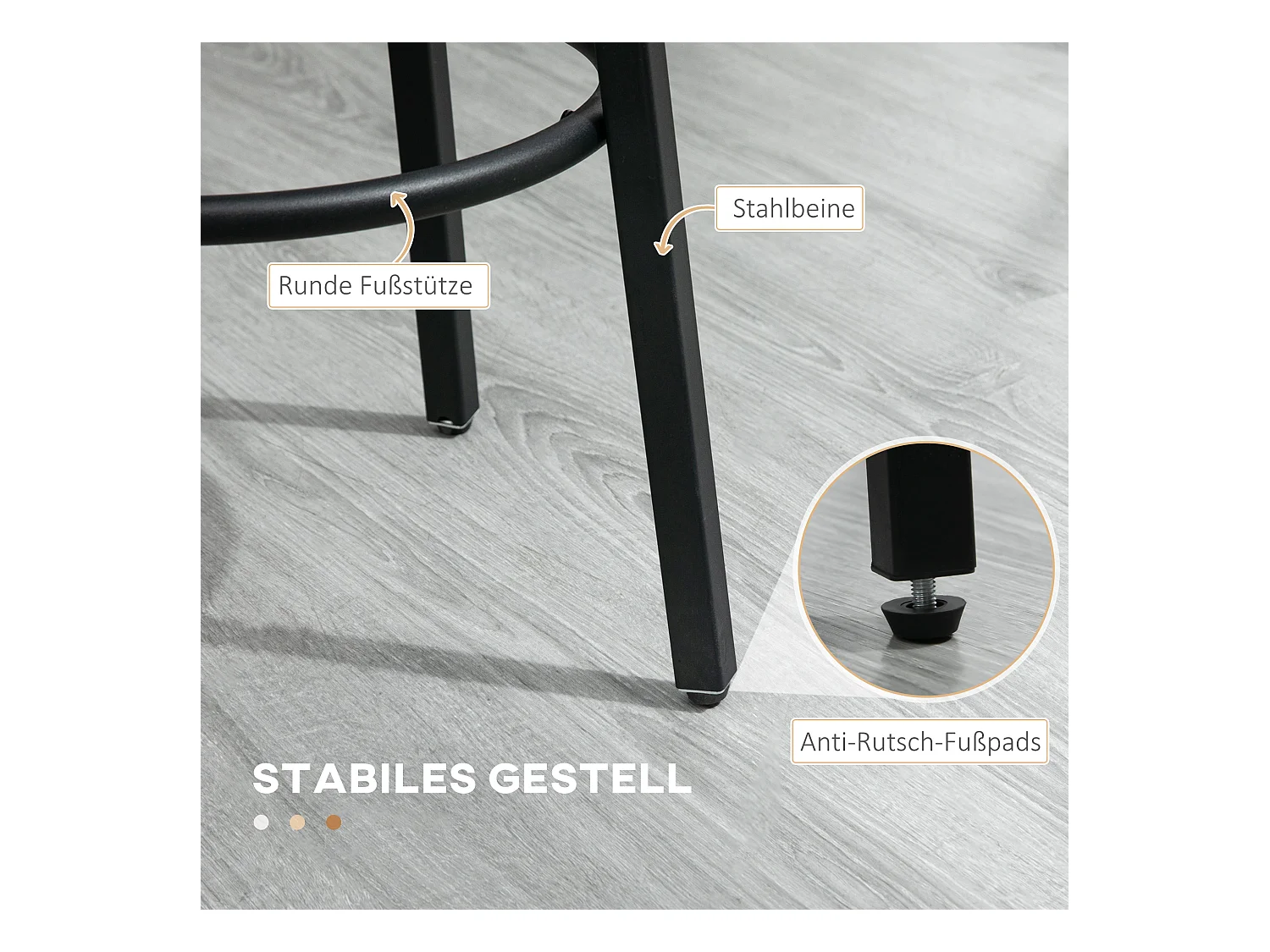 Lot de 2 tabourets de bar, design industriel, avec repose-pieds, structure en métal, jusqu'à 120 kg, marron