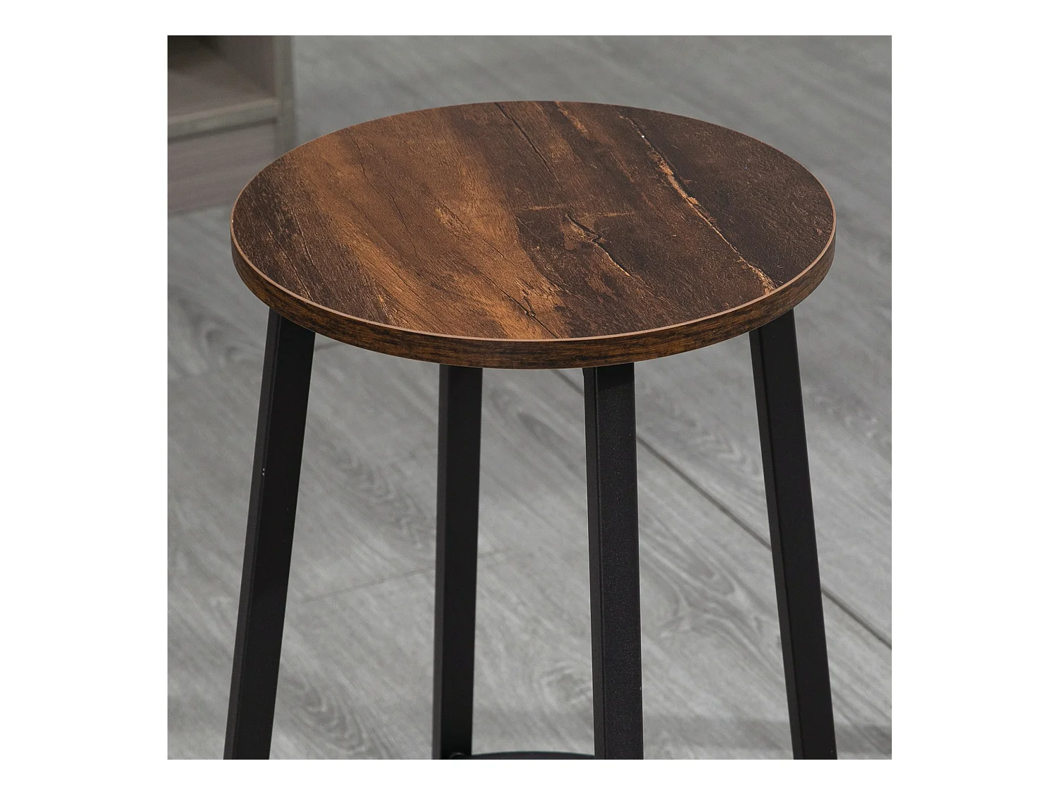 Lot de 2 tabourets de bar, design industriel, avec repose-pieds, structure en métal, jusqu'à 120 kg, marron