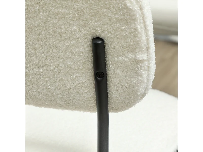 Lot de 4 chaises de salle à manger, chaises de cuisine rembourrées avec dossier, aspect velours, pieds en acier, blanc