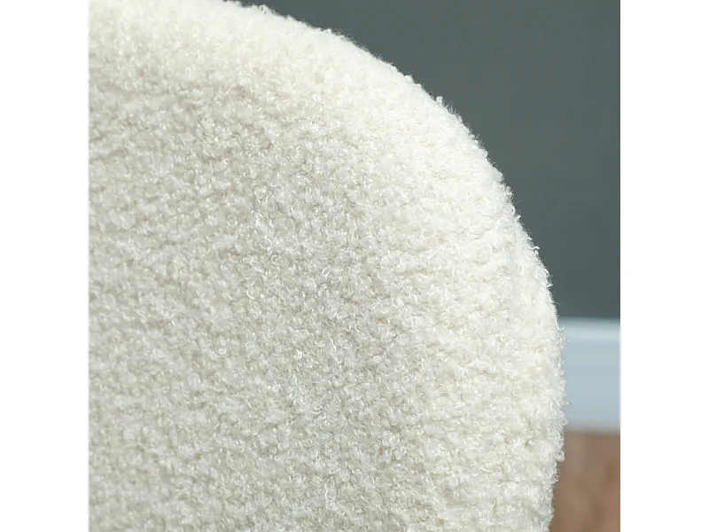 Lot de 4 chaises de salle à manger, chaises de cuisine rembourrées avec dossier, aspect velours, pieds en acier, blanc