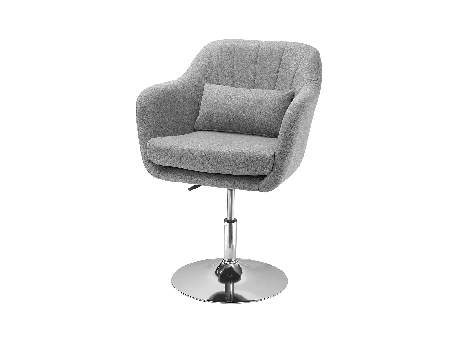 Sillón giratorio, regulable en altura, sillón decorativo de diseño retro, sillón reclinable con cojín de respaldo, lino, gris.