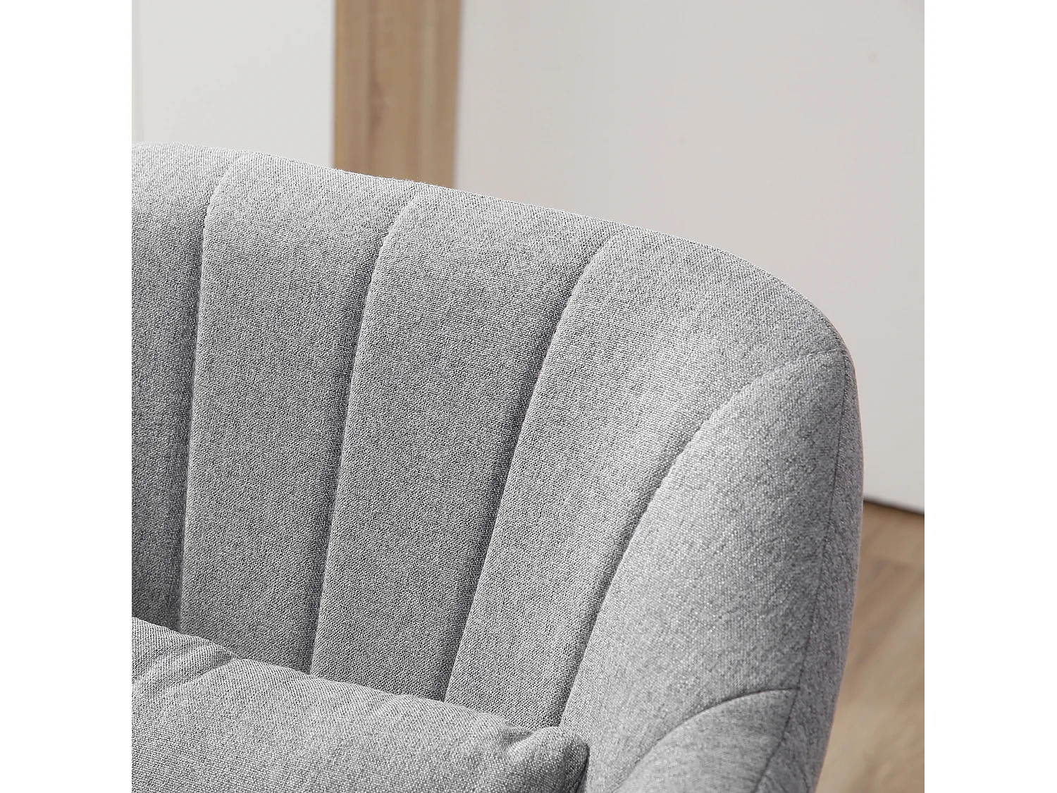 Sillón giratorio, regulable en altura, sillón decorativo de diseño retro, sillón reclinable con cojín de respaldo, lino, gris.