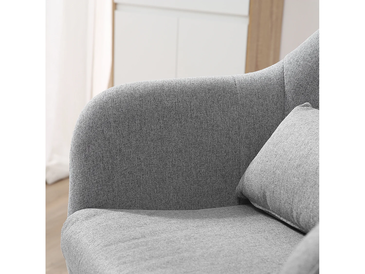 Sedia girevole, regolabile in altezza, poltrona dal design retrò, poltrona reclinabile con cuscino per lo schienale, lino, grigio