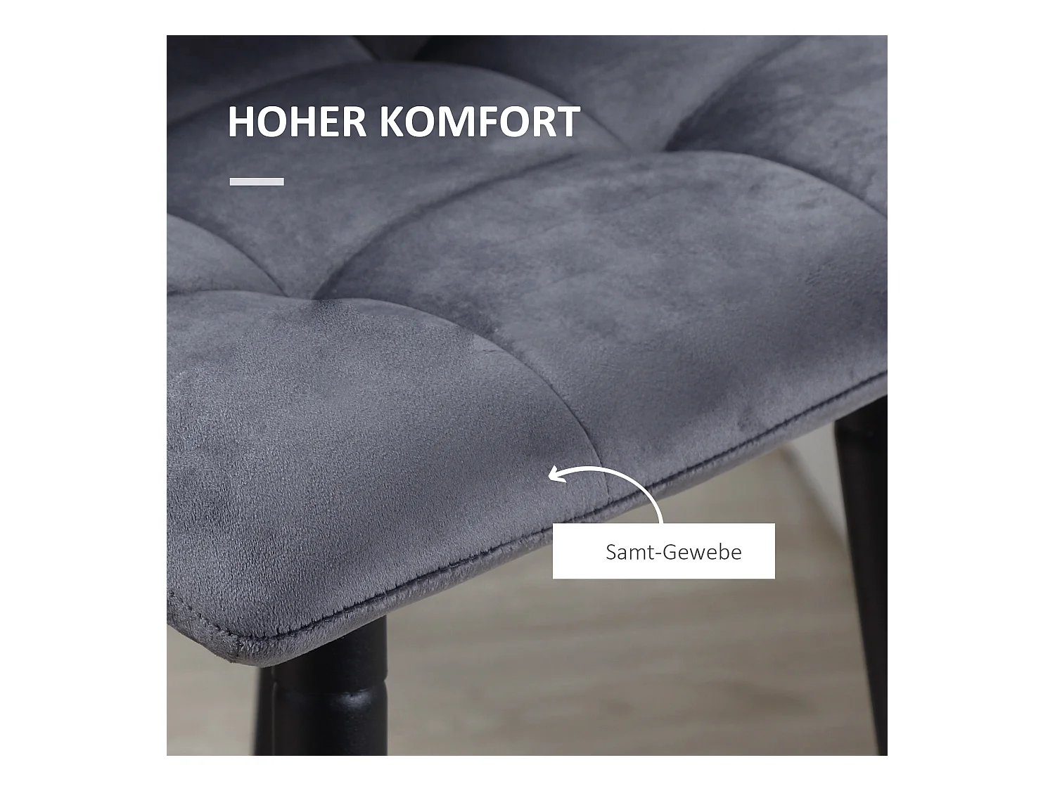 Lot de 2 tabourets de bar modernes, revêtement velours, pieds en acier, pieds antidérapants, jusqu'à 120 kg, hauteur 105 cm, gris