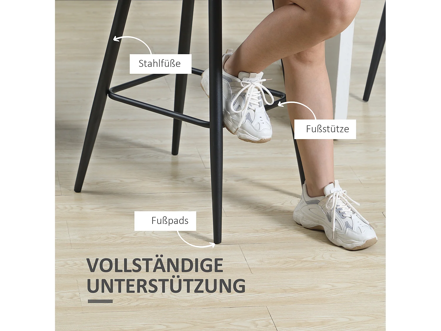 Lot de 2 tabourets de bar modernes, revêtement velours, pieds en acier, pieds antidérapants, jusqu'à 120 kg, hauteur 105 cm, gris