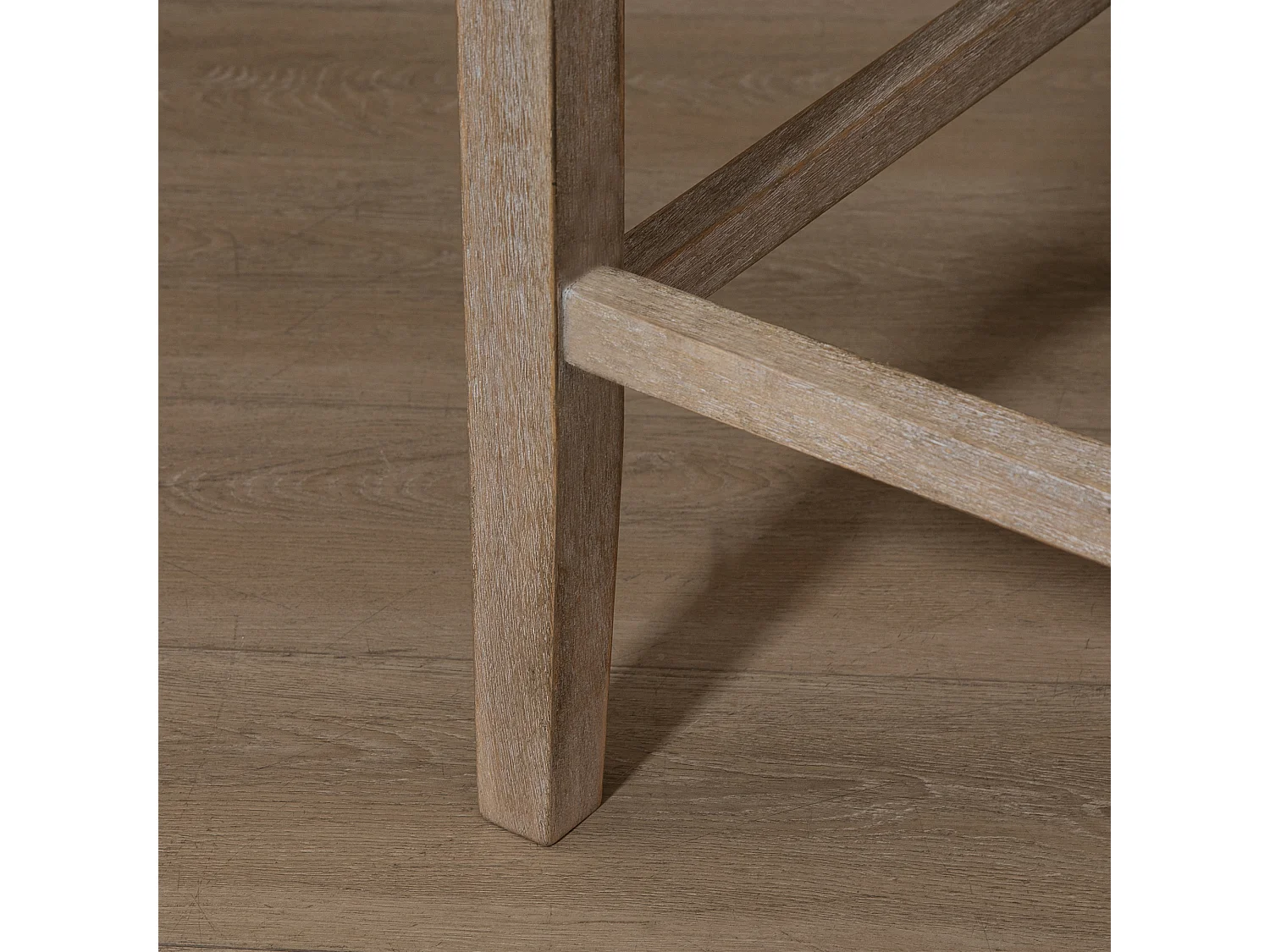 Lot de 2 tabourets de bar avec dossier, en bois massif, avec repose-pieds, gris + naturel