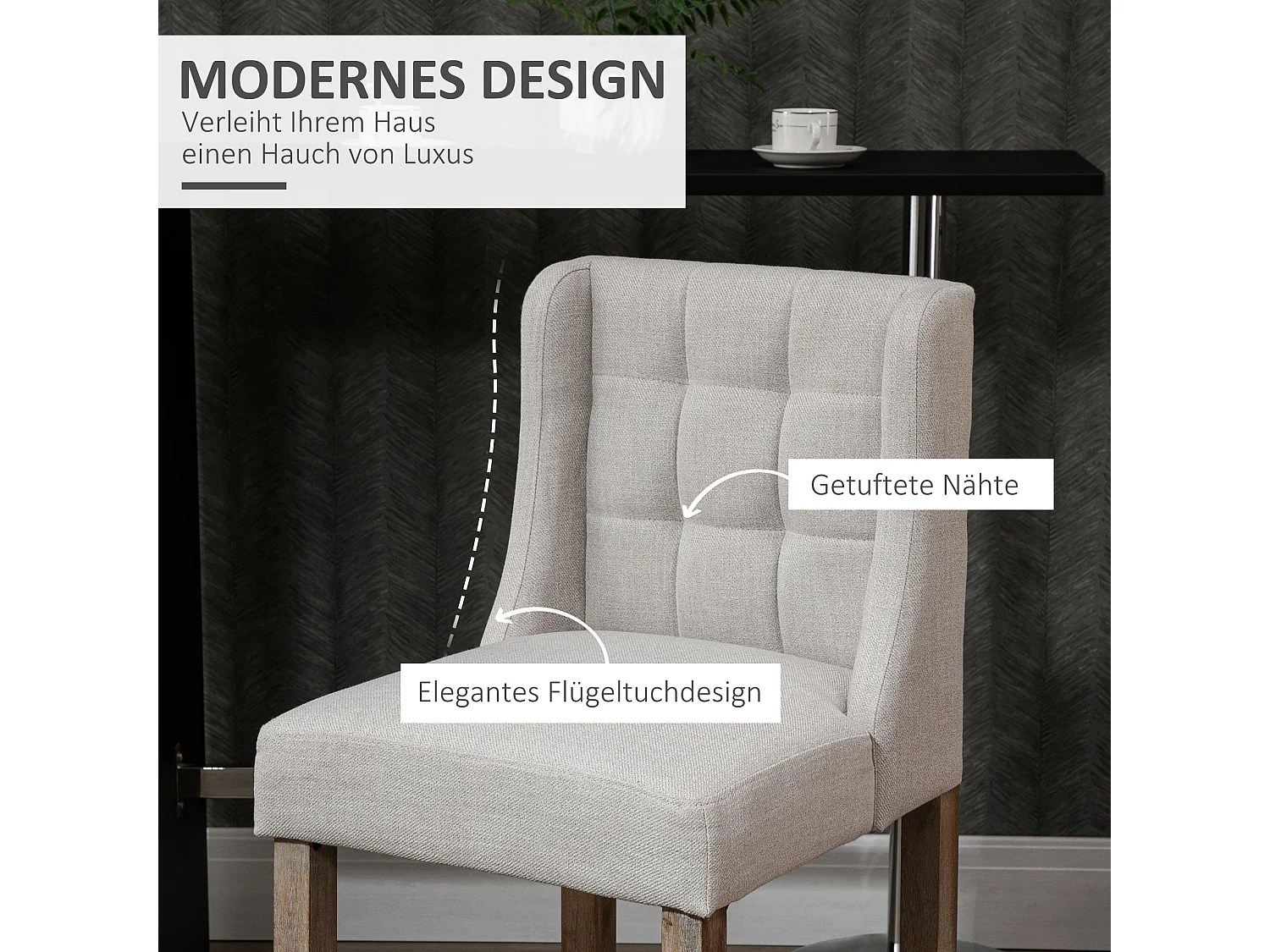 Barkruk set van 2, met rugleuning, massief hout, inclusief voetenbankje, grijs + naturel