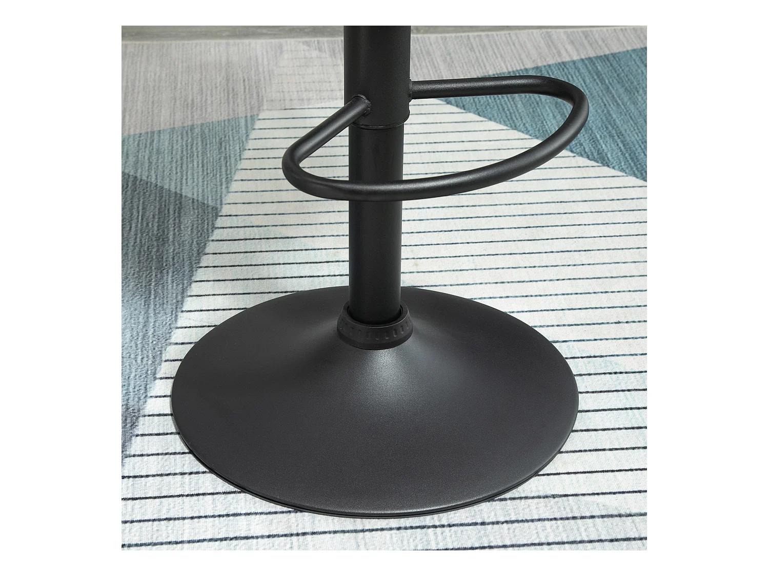 Lot de 2 tabourets de bar, réglables en hauteur, noirs, avec repose-pieds et dossier en velours et métal