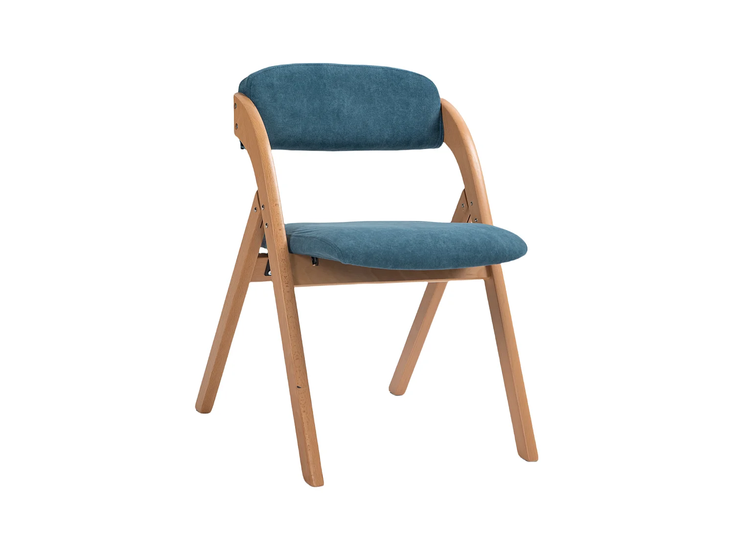 Opvouwbare stoelen met gewatteerde zitting, set van 2, houten stapelbare eetkamerstoelen, afneembare hoes, blauw