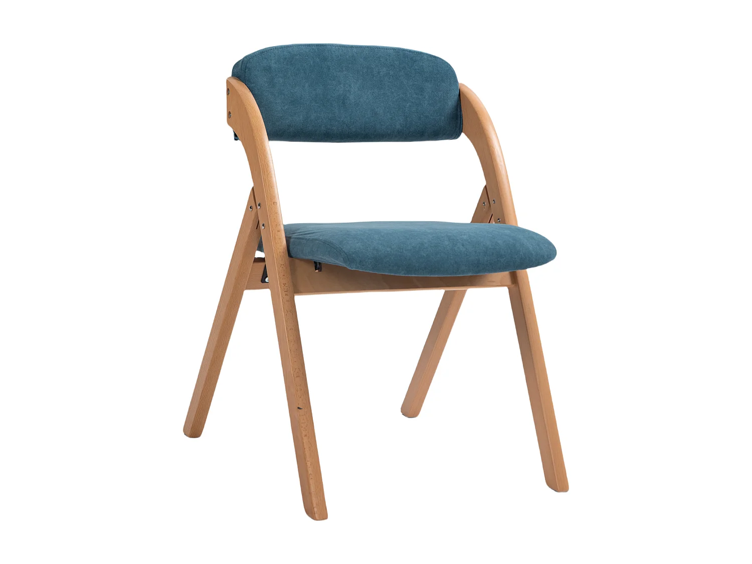 Opvouwbare stoelen met gewatteerde zitting, set van 2, houten stapelbare eetkamerstoelen, afneembare hoes, blauw
