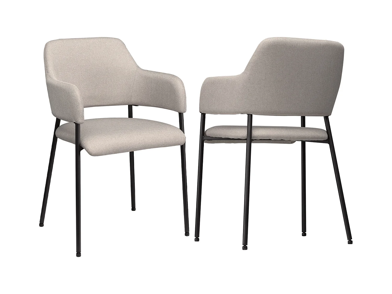 Lot de 2 chaises de salle à manger, chaise de cuisine avec dossier, chaise rembourrée avec pieds en acier, beige