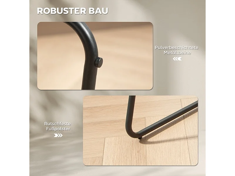 Lot de 2 tabourets de bar avec revêtement en tissu et rembourrage en mousse, tabouret rembourré avec pieds en métal, gris