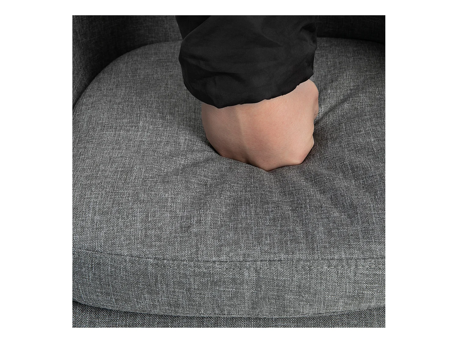 Ensemble de 2 tabourets de bar en lin avec coussins d'assise et repose-pieds, gris