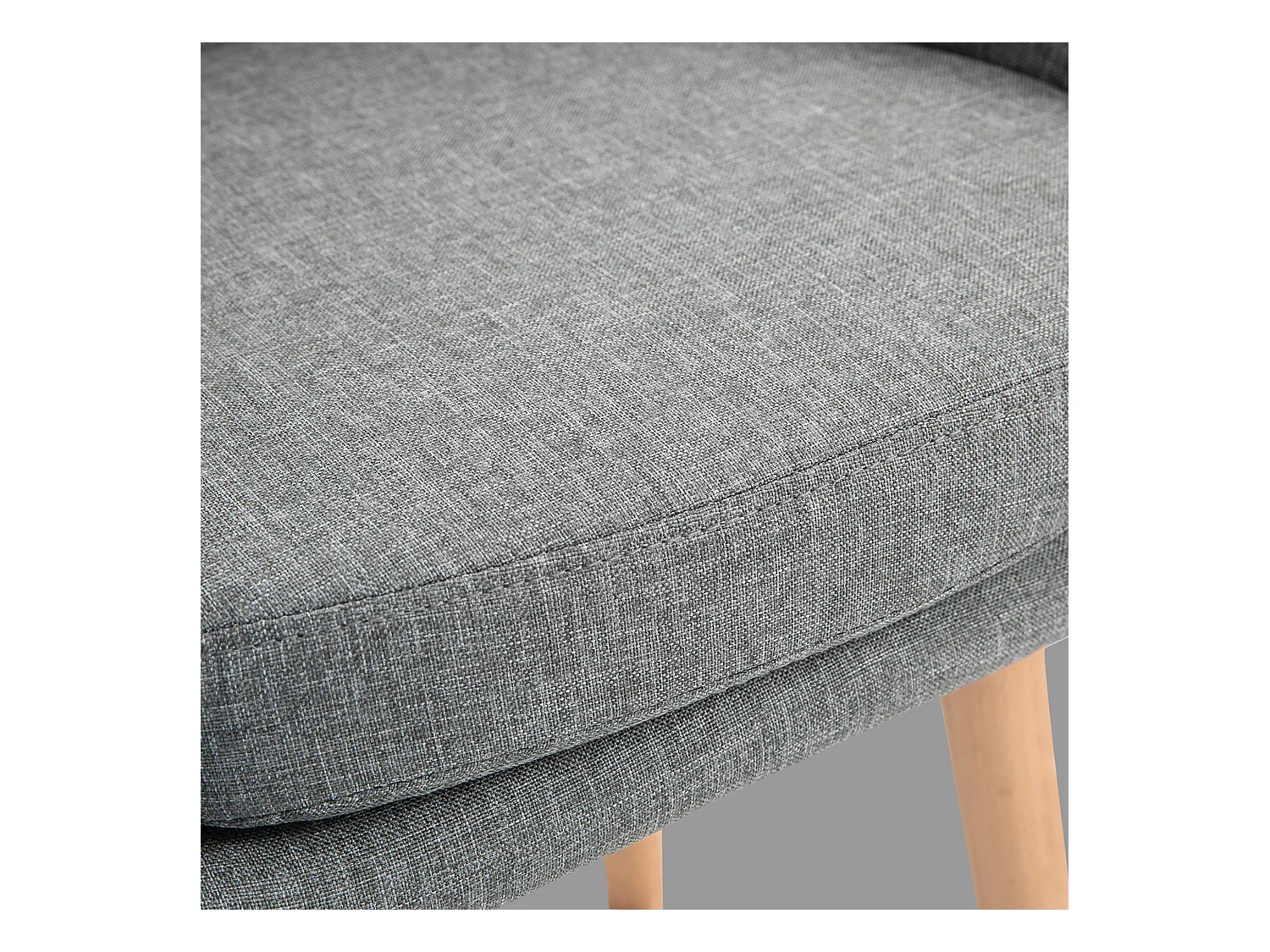 Ensemble de 2 tabourets de bar en lin avec coussins d'assise et repose-pieds, gris