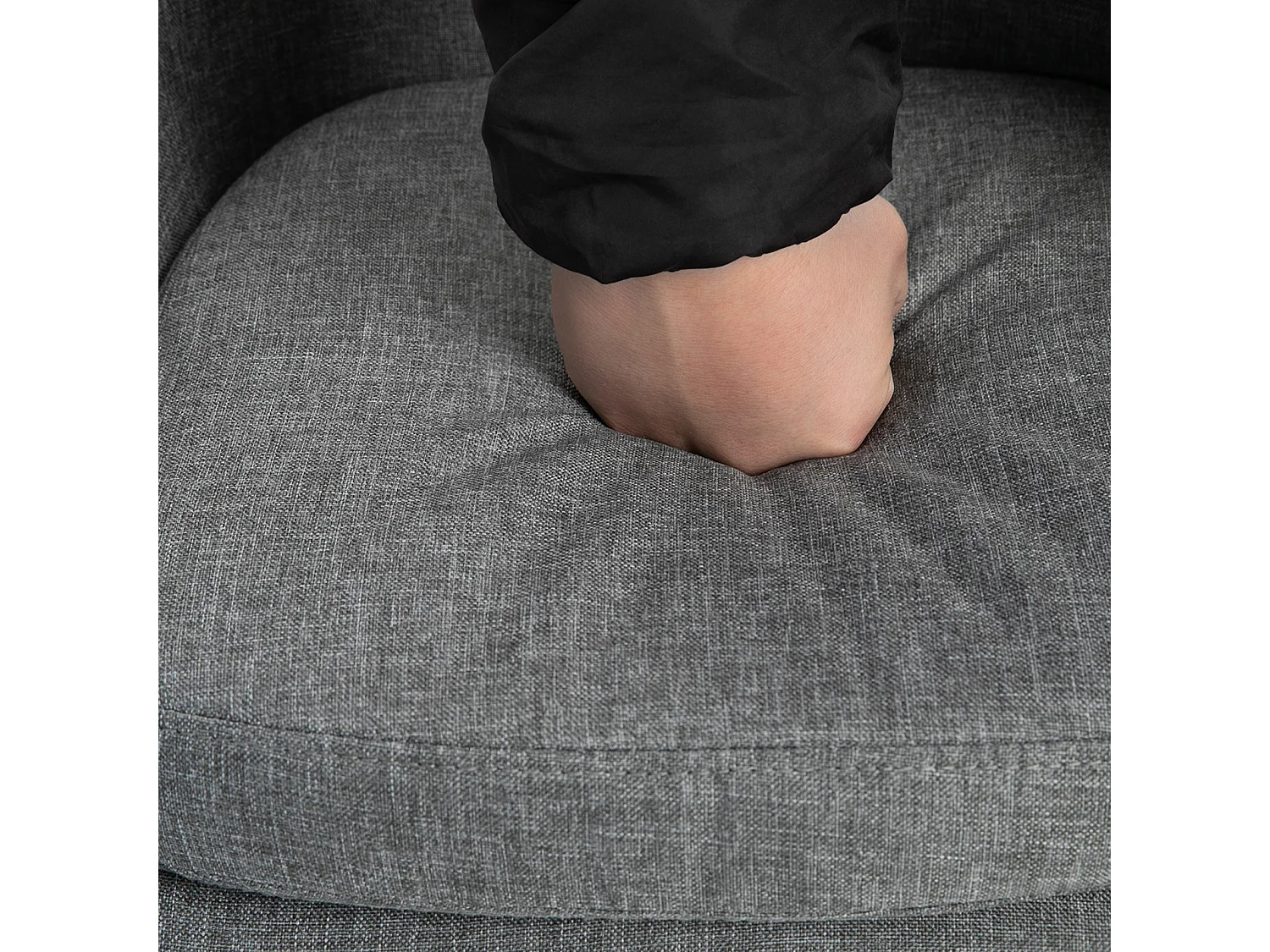 Barhocker 2er-Set, aus Leinen mit Sitzkissen, mit Fußstützen, Tresenhocker, Grau