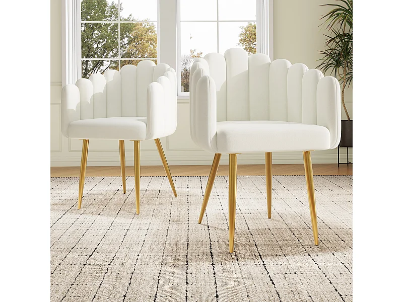 Set di 2 sedie da pranzo in tessuto velour di alta qualità, sedia da trucco, gambe in ferro dorato, gambe regolabili