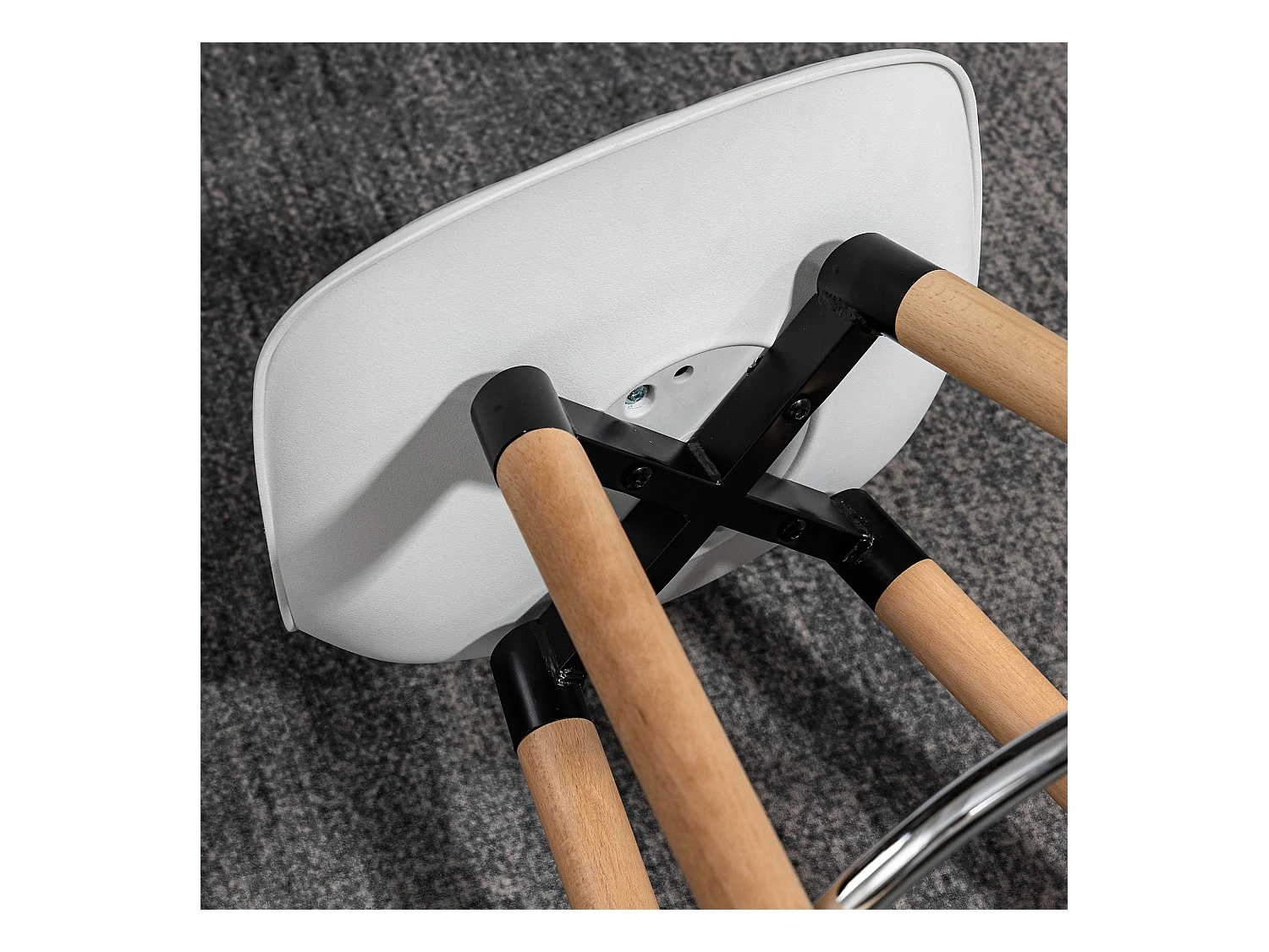 Lot de 2 tabourets de bar, tabourets de cuisine avec repose-pieds, similicuir, blanc