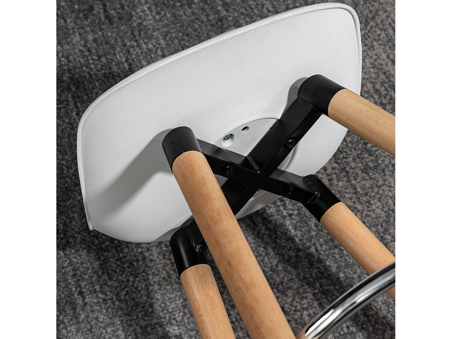 Conjunto de 2 bancos de bar, bancos de cozinha com apoio para os pés, couro sintético, branco