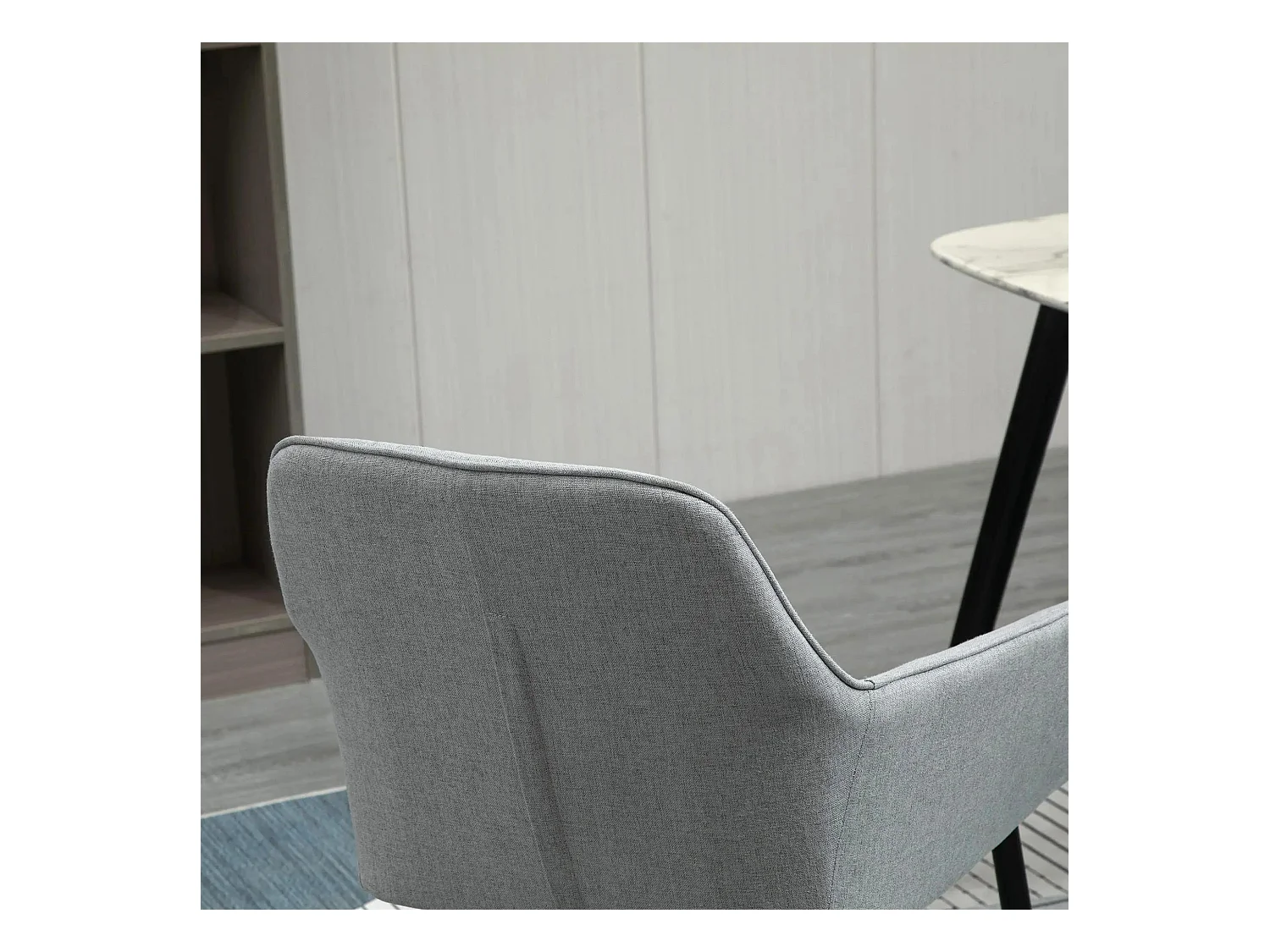 Lot de 2 chaises de salle à manger, rembourrées avec revêtement en lin respirant, gris clair