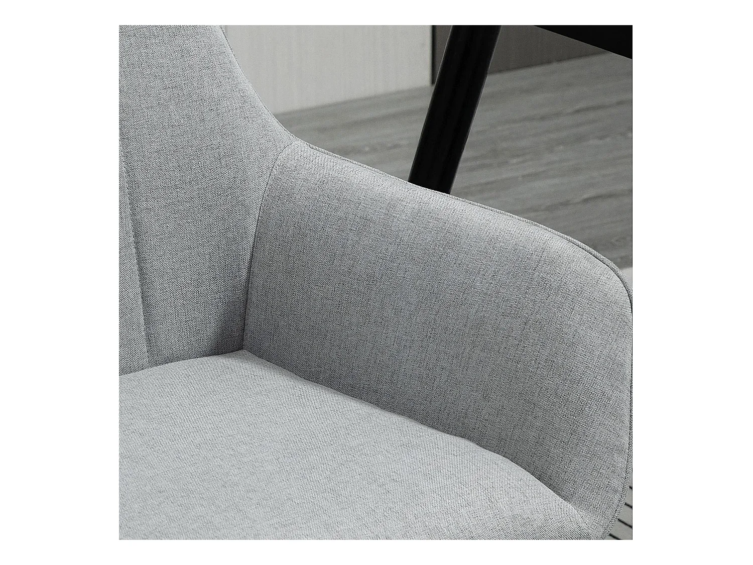 Lot de 2 chaises de salle à manger, rembourrées avec revêtement en lin respirant, gris clair