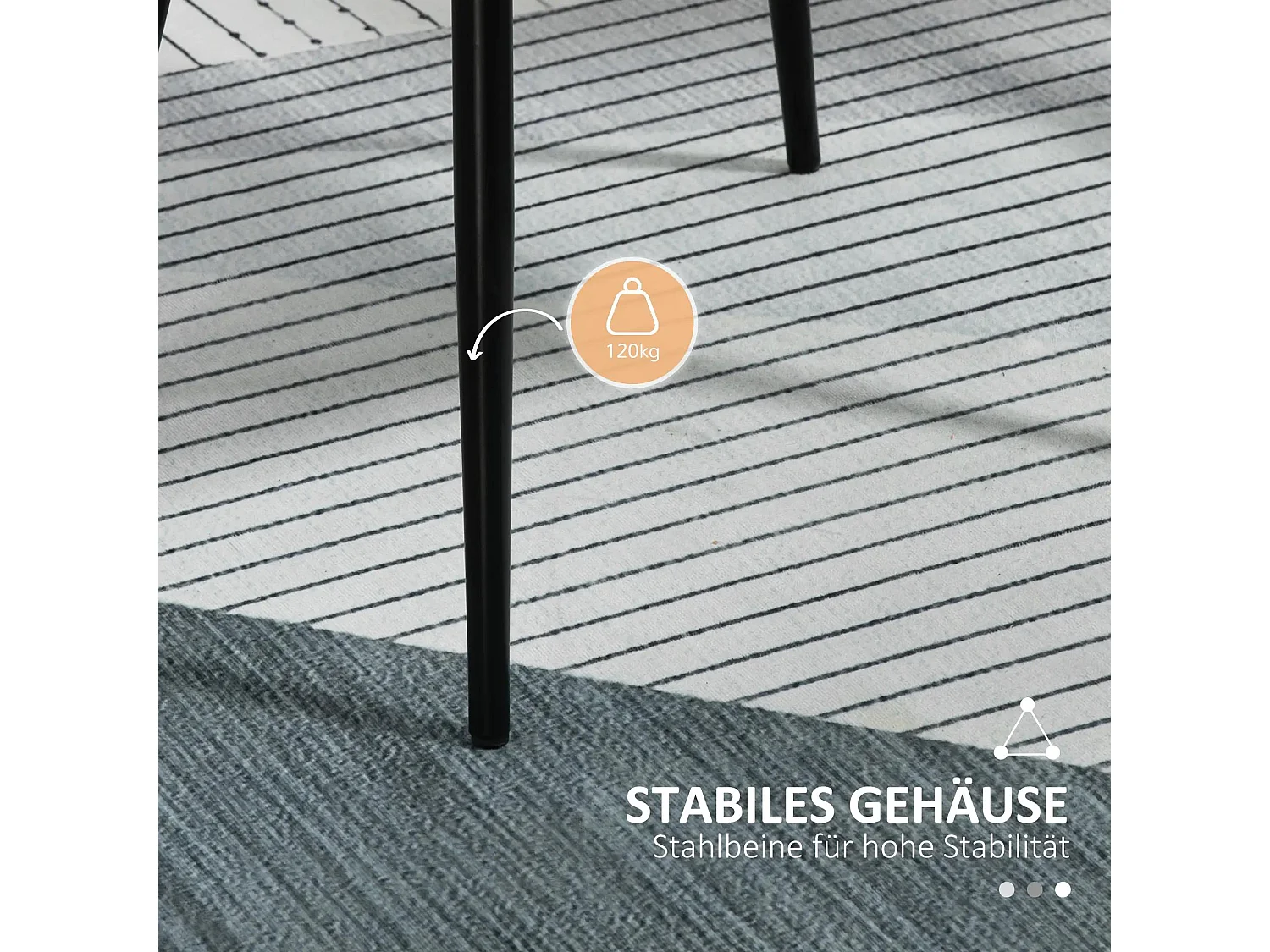 Lot de 2 chaises de salle à manger, rembourrées avec revêtement en lin respirant, gris clair