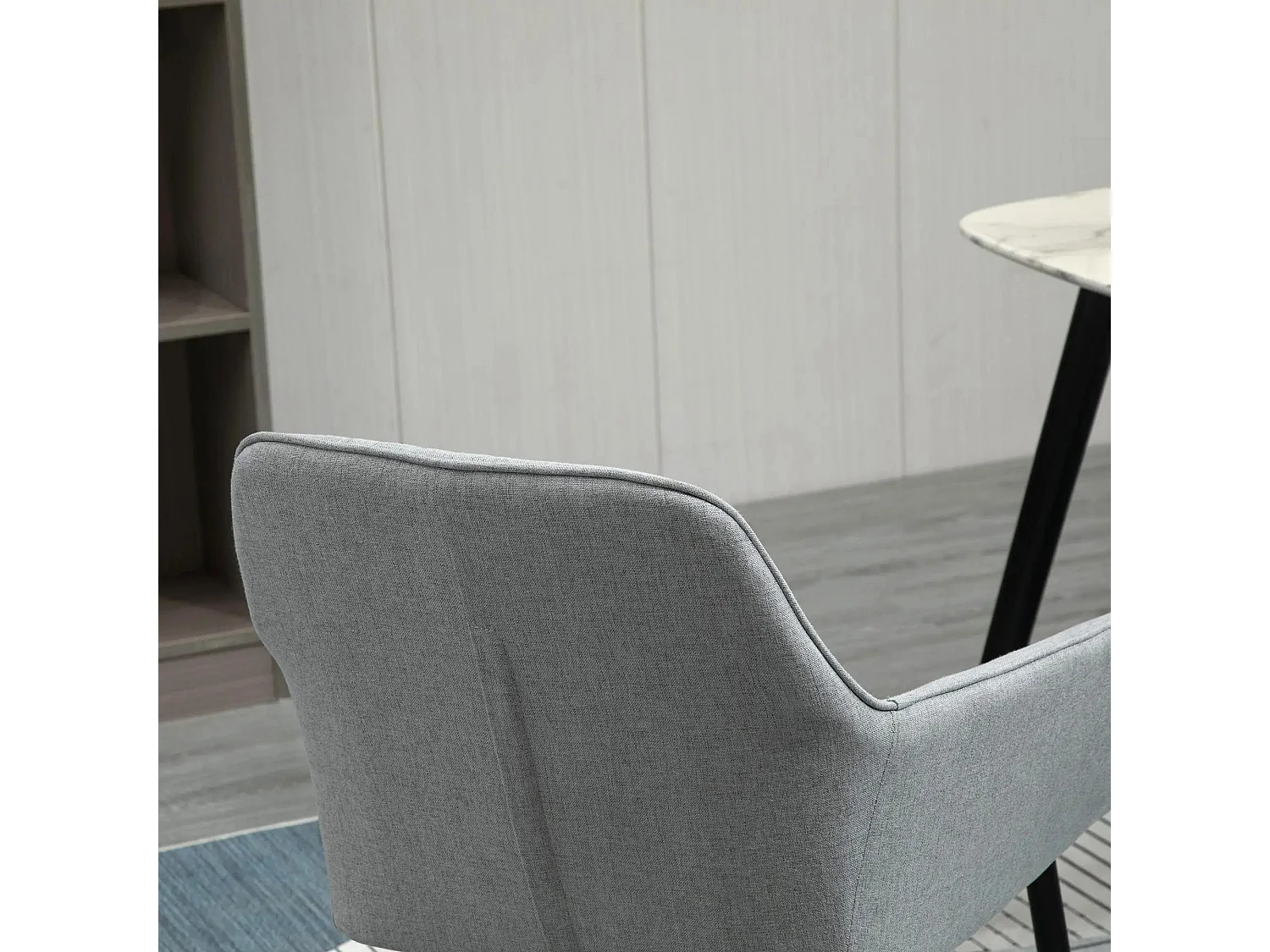 Lot de 2 chaises de salle à manger, rembourrées avec revêtement en lin respirant, gris clair