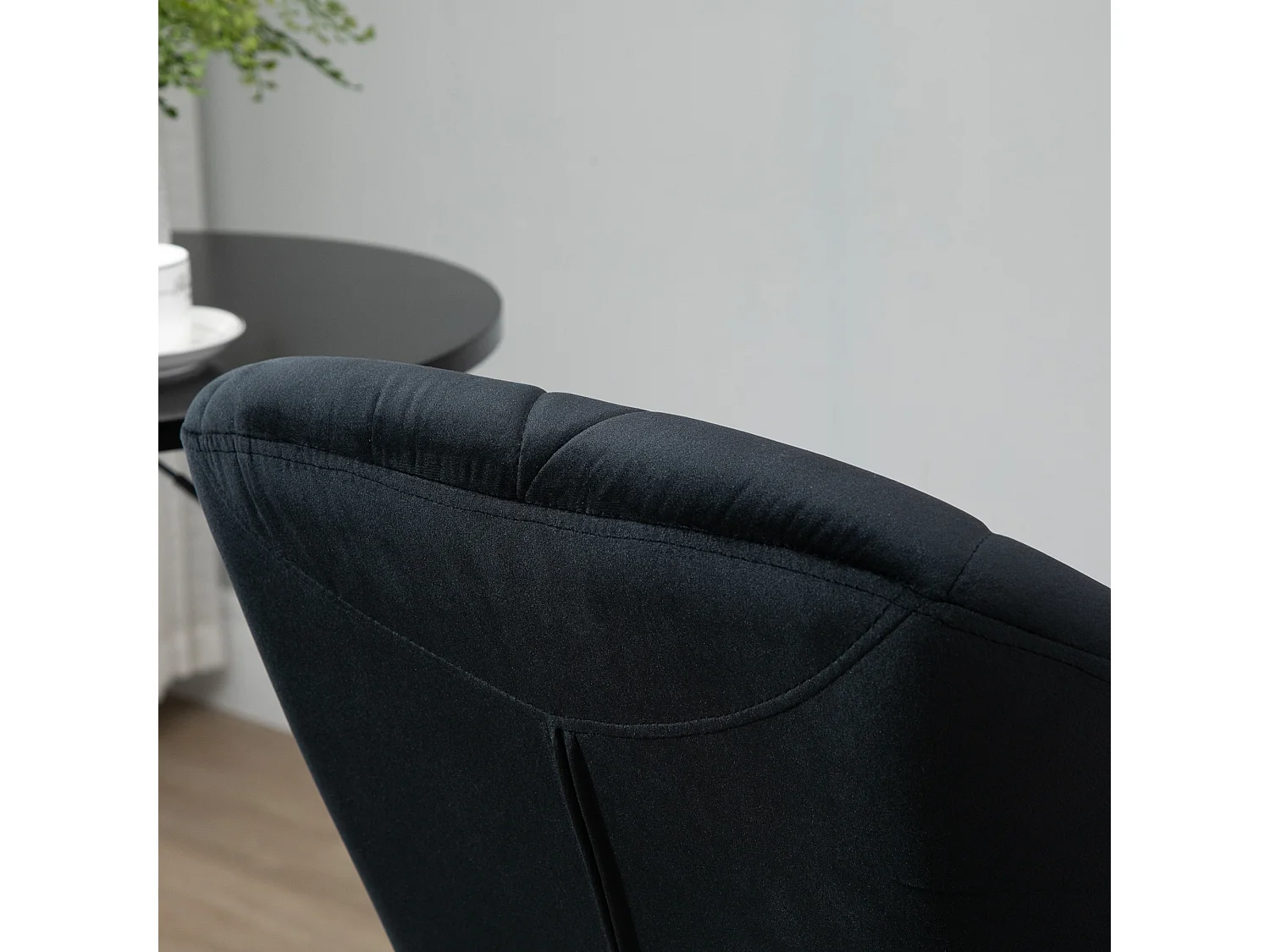 Lot de 2 tabourets de bar pivotants, réglables en hauteur, avec dossier, toucher velours, noir, sans accoudoirs