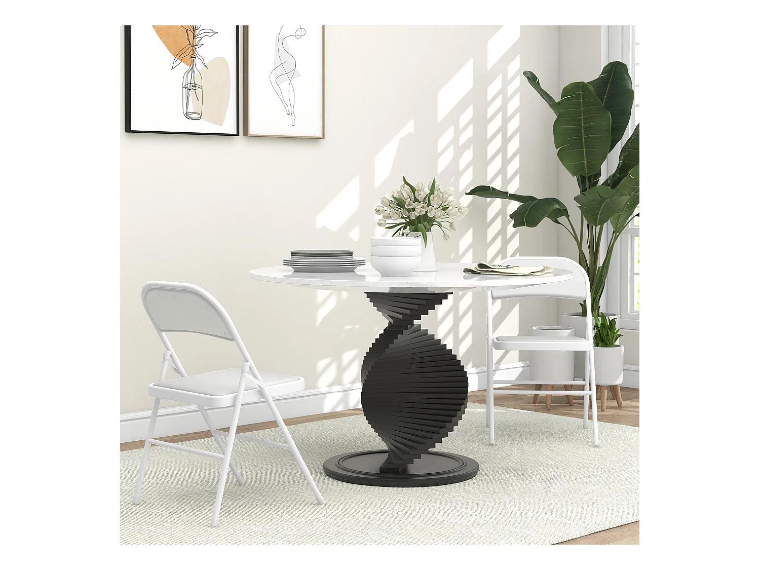 Chaise pliante, dossier rembourré, chaise de bureau pliante, structure en acier, jusqu'à 120 kg, pour camping, bureau, invités, blanc