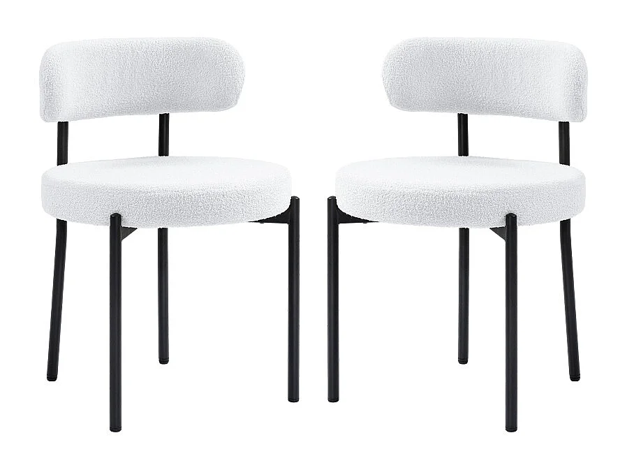 Eetkamerstoelen set van 2, met fleece vulling, gestoffeerde zitting, metalen poten, crèmewit