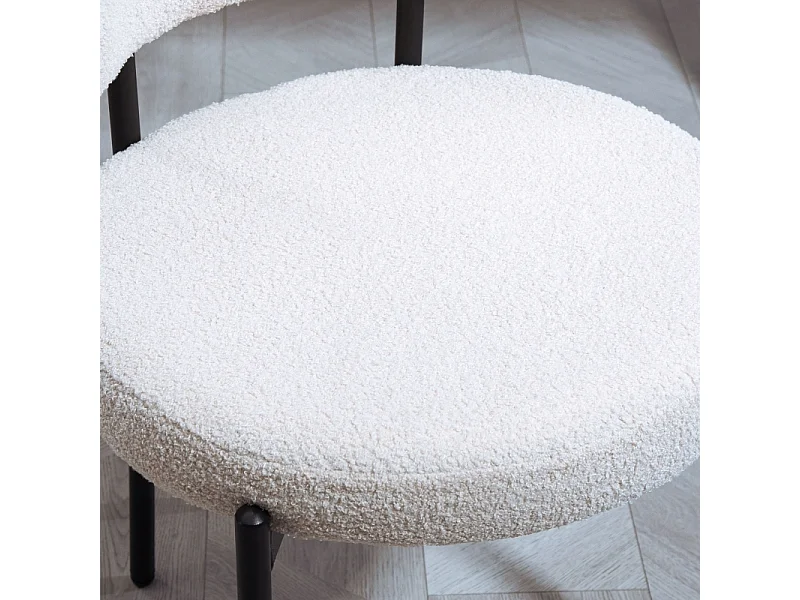 Eetkamerstoelen set van 2, met fleece vulling, gestoffeerde zitting, metalen poten, crèmewit